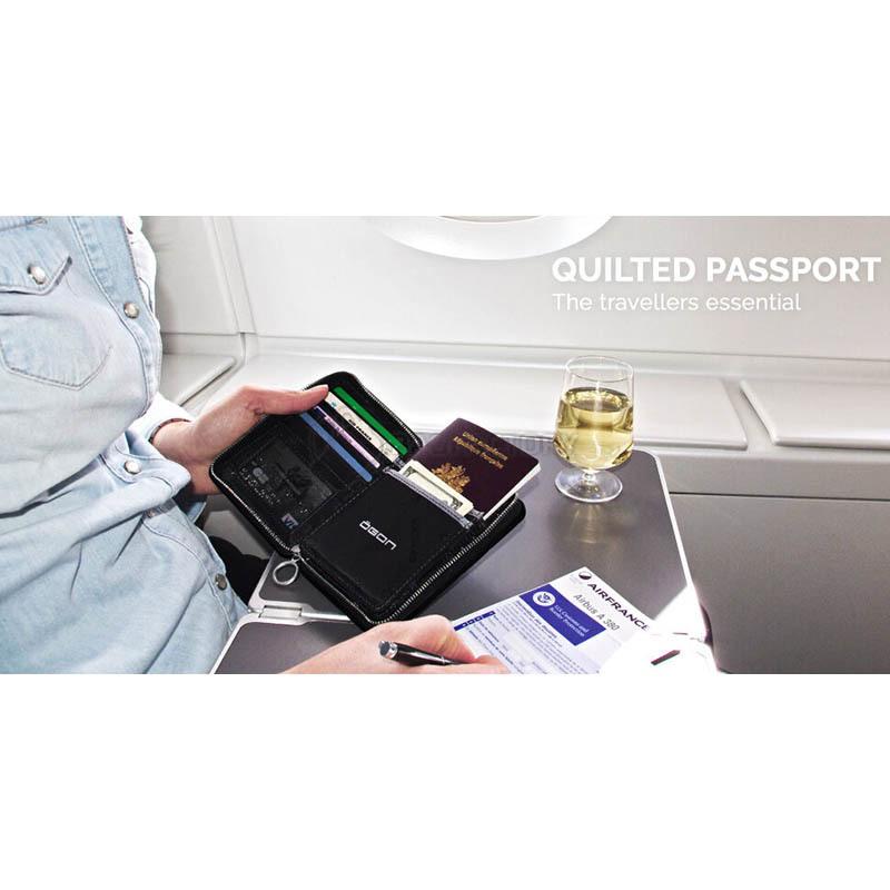 Портмоне алюмінієве Ogon Quilted Passport на блискавці Чорний (QP_Black)