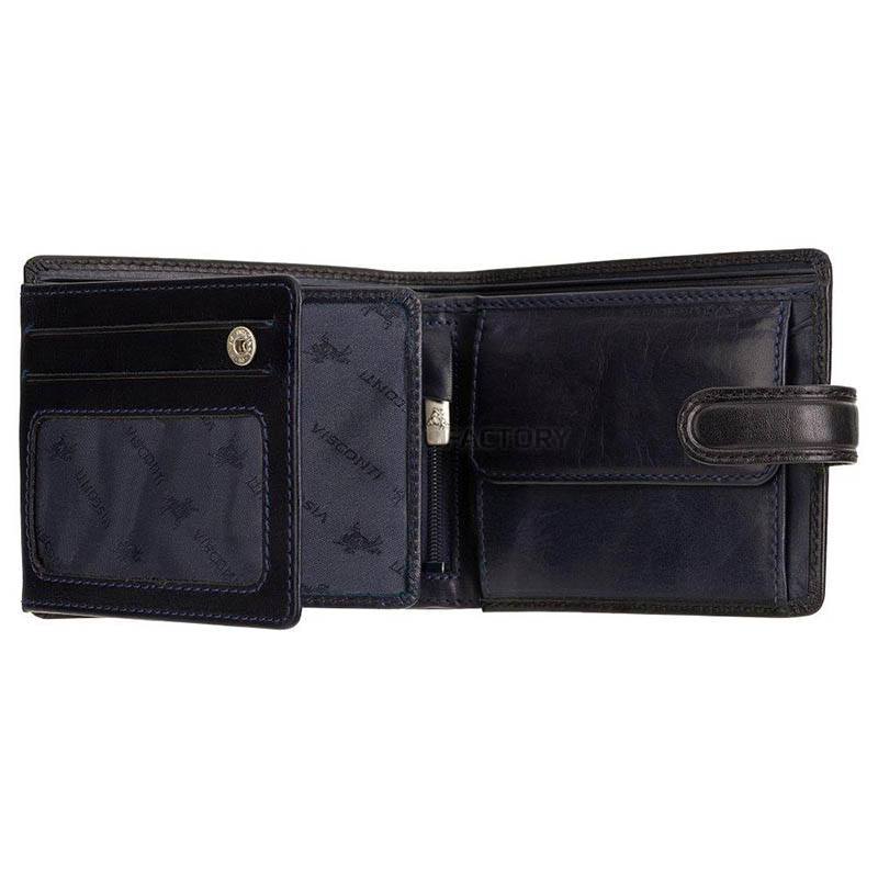 Портмоне чоловіче шкіряне Visconti Atlantis з RFID Black Blue (TR35 BLK/BLUE)