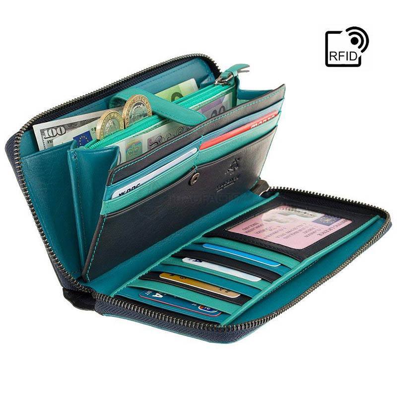 Гаманець жіночий шкіряний Visconti Julia Blue Bell (BRC98 BLUE)