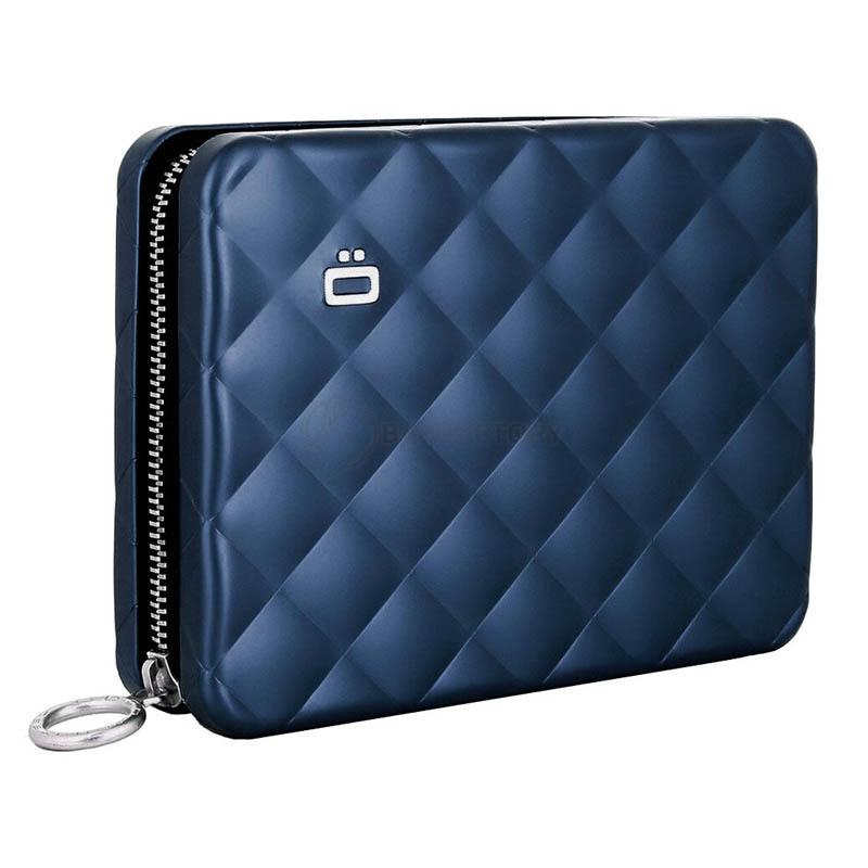 Портмоне алюмінієве Ogon Quilted Passport на блискавці Синій (QP_Navy Blue)