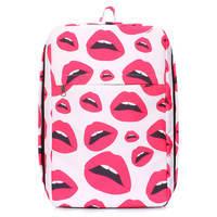 Рюкзак для ручної поклажі Poolparty HUB - Ryanair/Wizz Air/МАУ з принтом губи 20л (hub - lips - white)