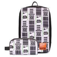 Комплект: рюкзак для ручної поклажі HUB і тревелкейс Poolparty Чорний з принтом (hub - checkintag - combo)