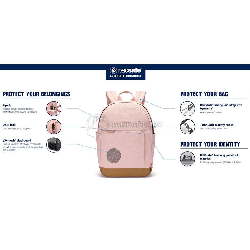 Міський рюкзак Pacsafe GO 15L Anti - Theft Backpack 6 мір захисту Sunset Pink (35110333)