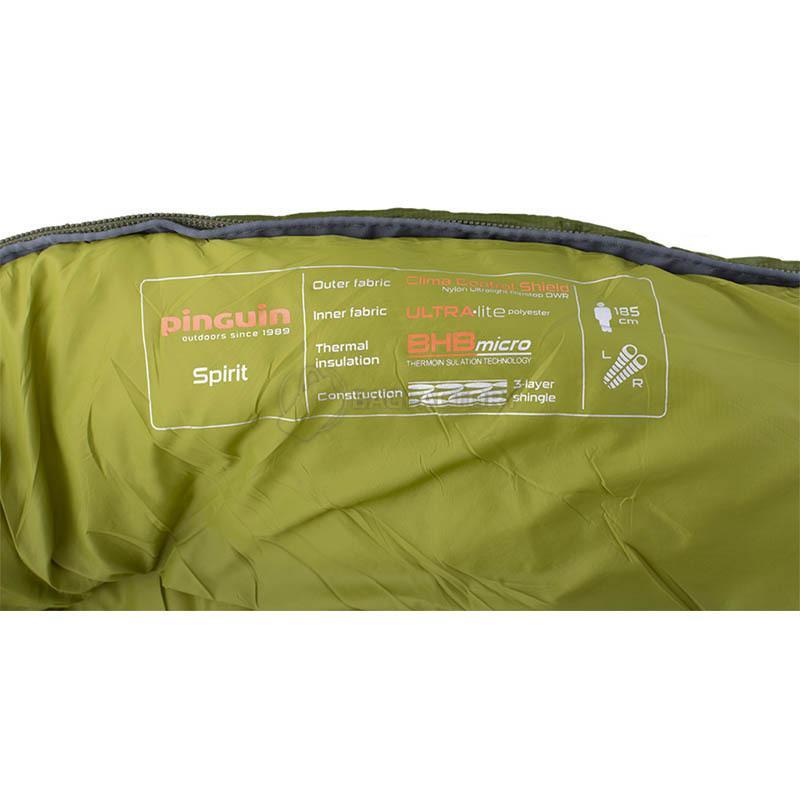 Спальний мішок Pinguin Spirit CCS 195 2020 Green Left Zip (PNG 232349)