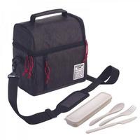 Термо сумка Troika Business Lunch Cooler з набором столових приладів (BBG58/GY)