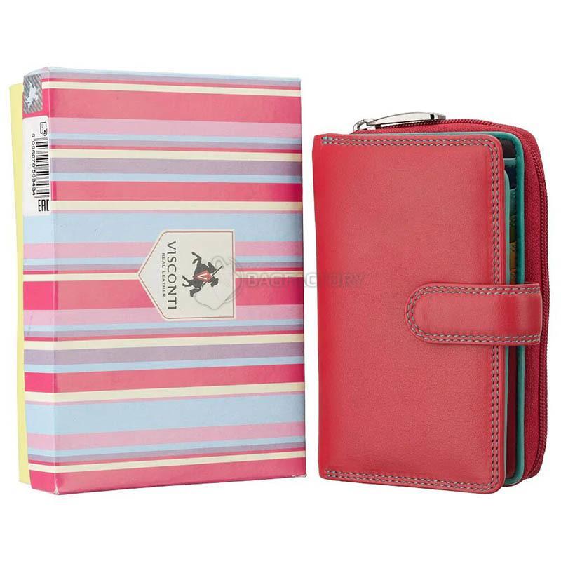 Гаманець жіночий шкіряний Visconti Carmelo c RFID Red/Rhumba (R13 RED/RHUMBA)