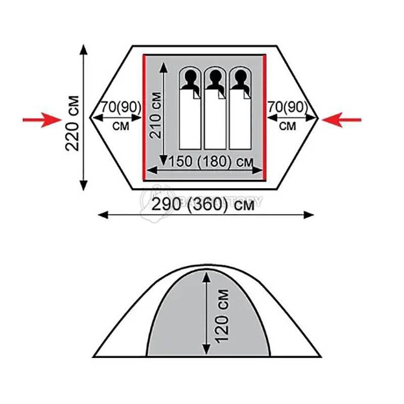 Намет тримісний Tramp Peak 3 V2 Сірий (TRT-026)