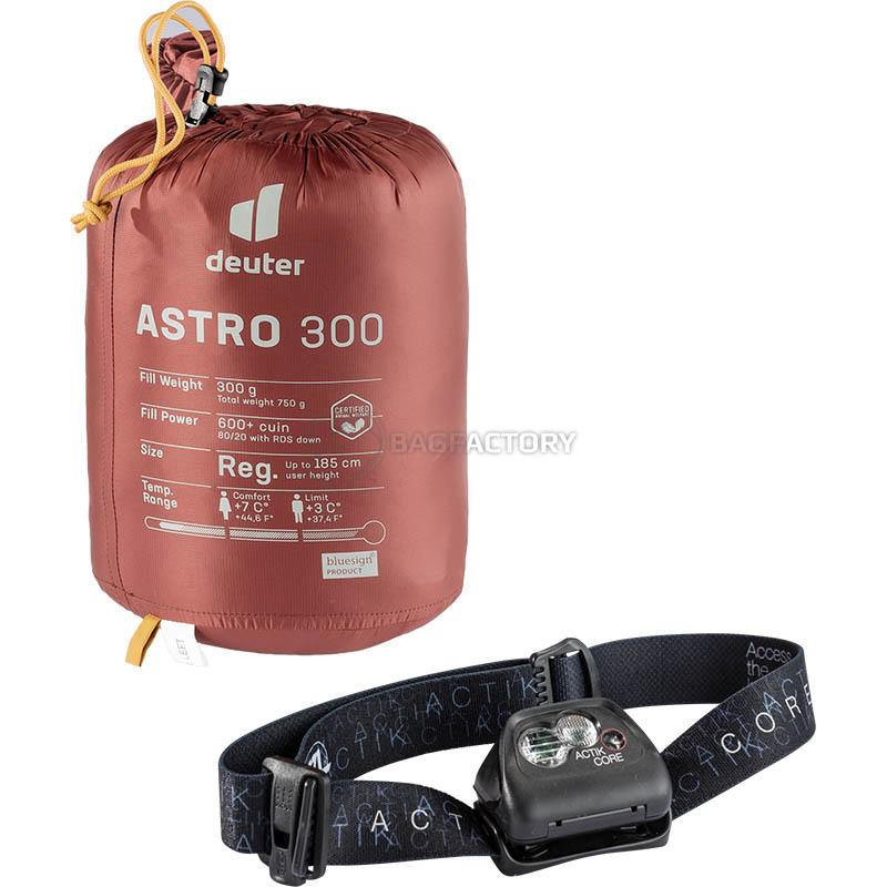 Спальний мішок пуховий Deuter Astro 300 L Redwood-Curry лівий 220см (3711121 5908 1)