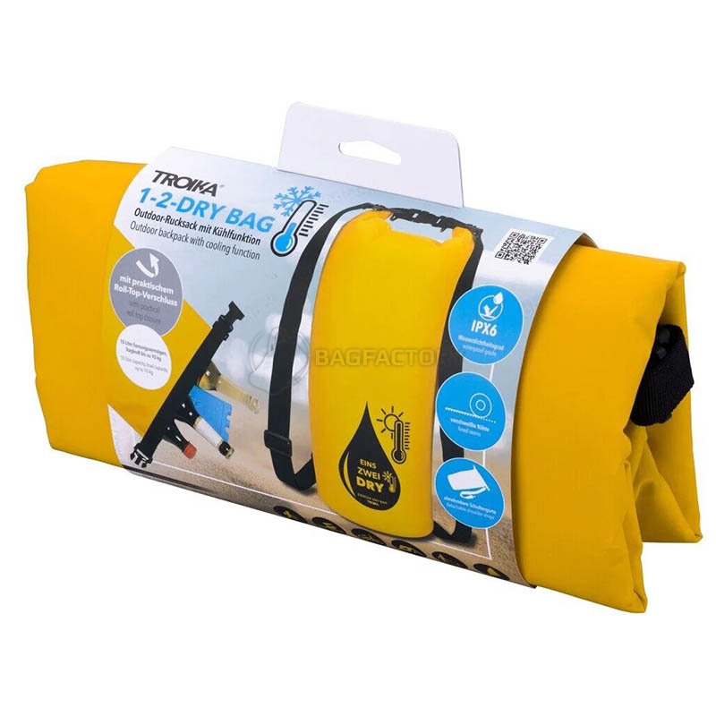 Сумка-рюкзак Troika 1-2-Dry Waterproof з функцією охолодження 10L Yellow (RUC03/YE)