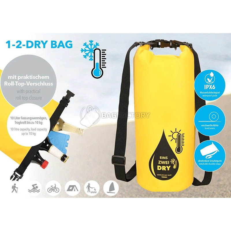 Сумка-рюкзак Troika 1-2-Dry Waterproof з функцією охолодження 10L Yellow (RUC03/YE)