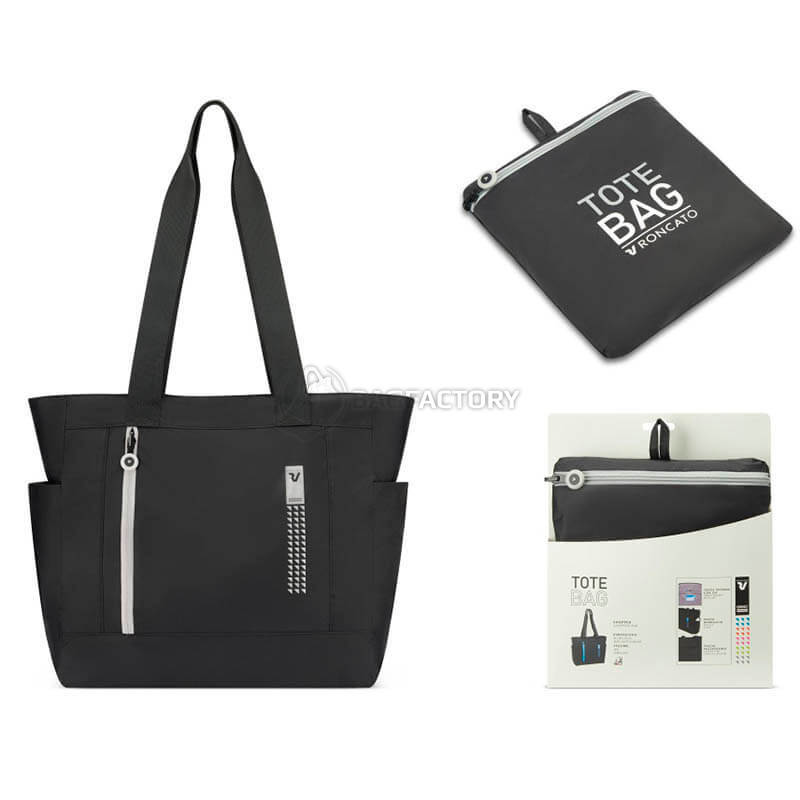 Сумка складана шопер Roncato Compact ручна поклажа 19л Чорний (412013/81)