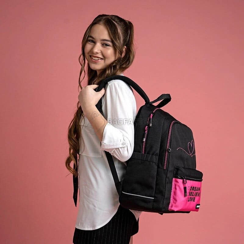 Шкільний рюкзак для підлітка Kite Education teens 2575M LED Чорний/Рожевий 19л (K24-2575M (LED))