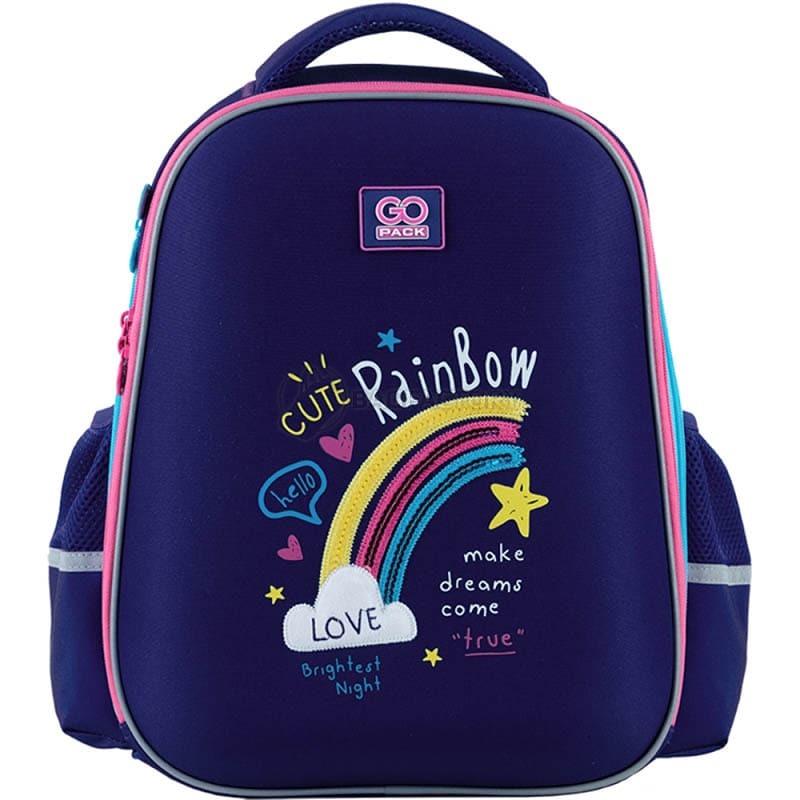 Шкільний напівкаркасний рюкзак GoPack Education Cute Rainbow Синій 15л (GO24-165M-1)