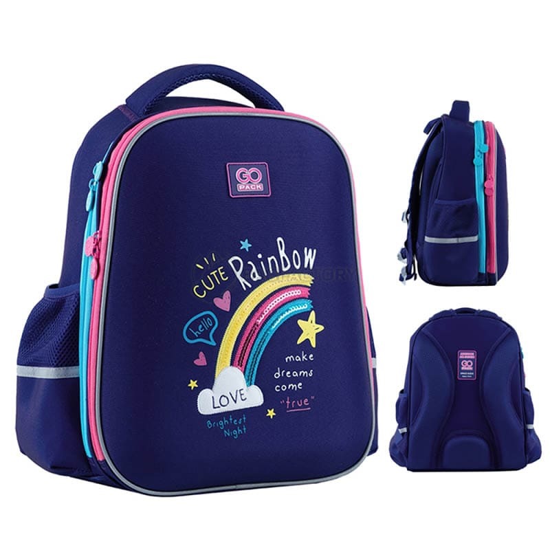 Шкільний напівкаркасний рюкзак GoPack Education Cute Rainbow Синій 15л (GO24-165M-1)
