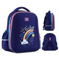 Шкільний напівкаркасний рюкзак GoPack Education Cute Rainbow Синій 15л (GO24-165M-1)