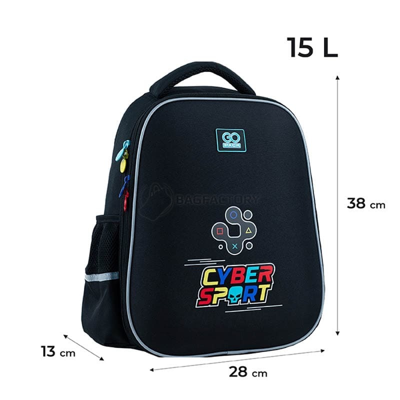 Шкільний напівкаркасний рюкзак GoPack Education Cyber Sport Чорний 15л (GO24-165M-5)
