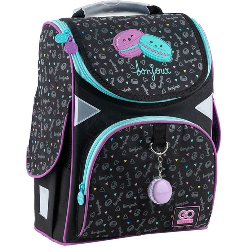 Шкільний каркасний рюкзак GoPack Education Lovely Macarons Чорний 11л (GO24-5001S-3)