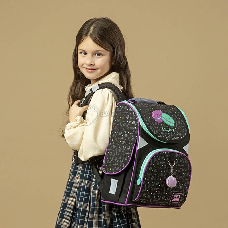 Шкільний каркасний рюкзак GoPack Education Lovely Macarons Чорний 11л (GO24-5001S-3)