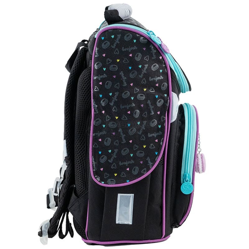 Шкільний каркасний рюкзак GoPack Education Lovely Macarons Чорний 11л (GO24-5001S-3)