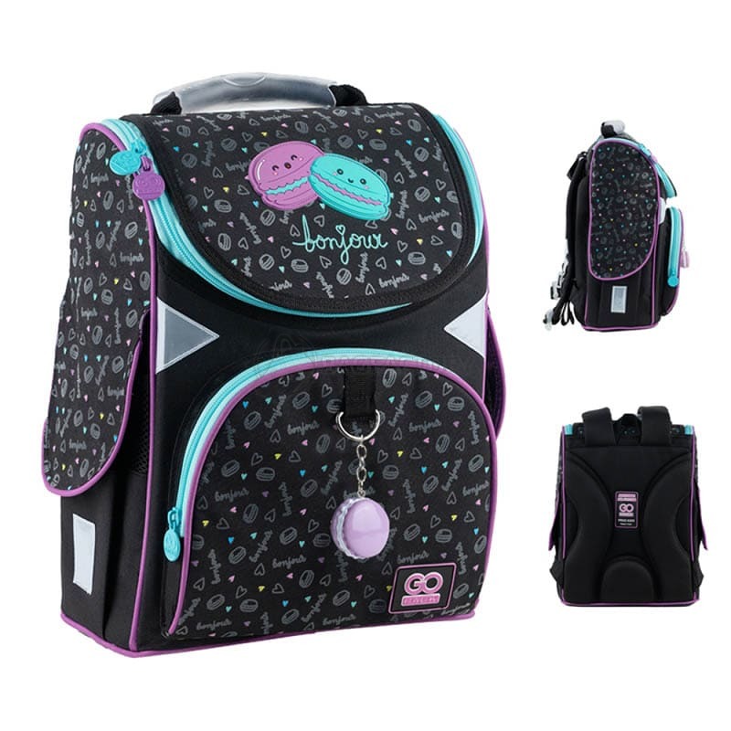 Шкільний каркасний рюкзак GoPack Education Lovely Macarons Чорний 11л (GO24-5001S-3)