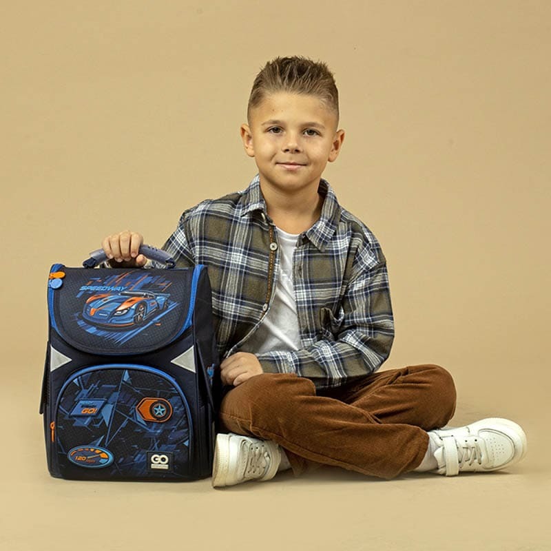 Шкільний каркасний рюкзак GoPack Education Speedway Синій 11л (GO24-5001S-7)