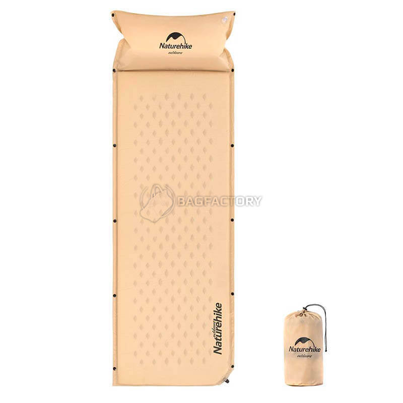 Туристичний килимок Naturehike NH15Q002-D 25мм з подушкою 185см Бежевий (6927595782576)