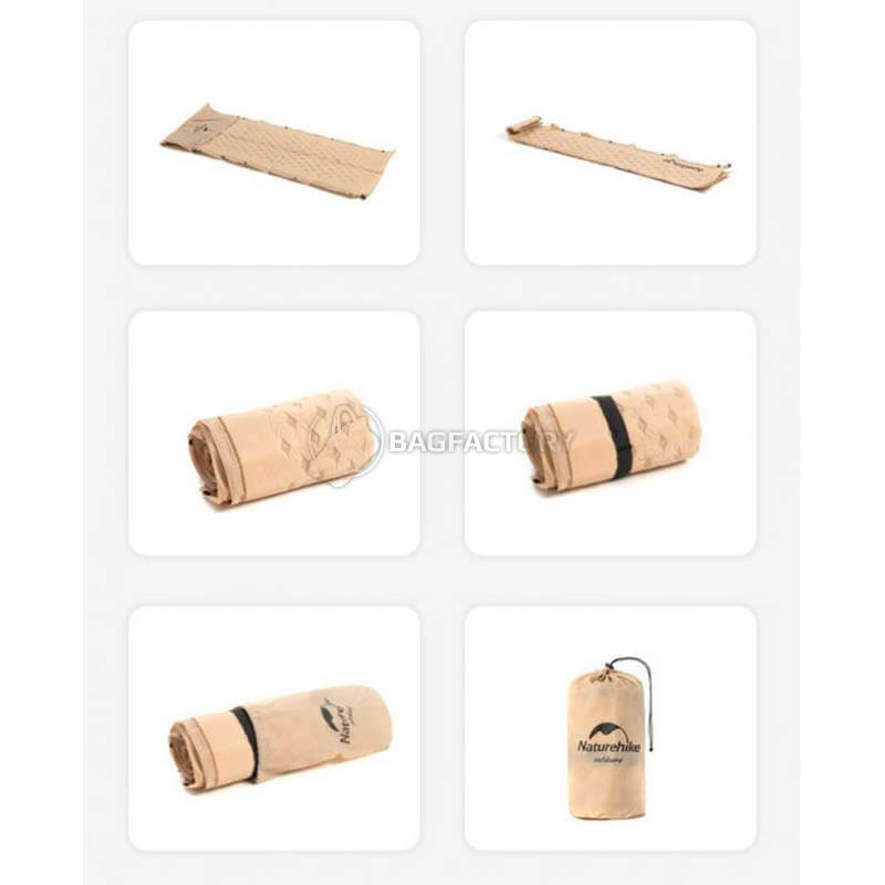 Туристичний килимок Naturehike NH15Q002-D 25мм з подушкою 185см Бежевий (6927595782576)