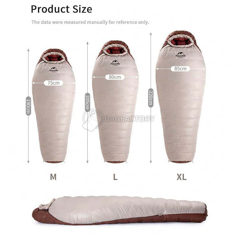 Спальний мішок пуховий Naturehike Snowbird NH20YD001 L 205 см Коричневий 720 г (6927595761304)