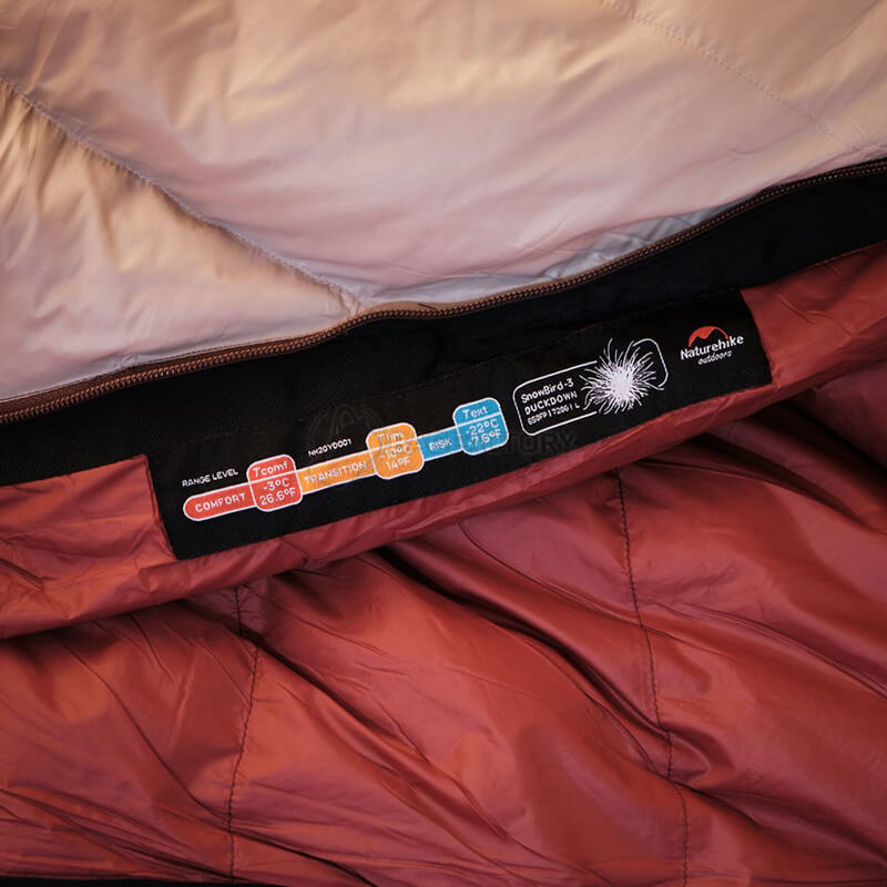 Спальний мішок пуховий Naturehike Snowbird NH20YD001 L 205 см Коричневий 720 г (6927595761304)