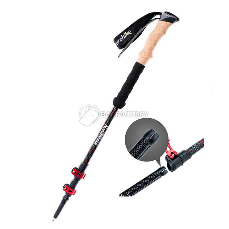 Трекінгова палиця Naturehike NH20DS003 135 см Чорний/Червоний 1 шт (6976023924699)