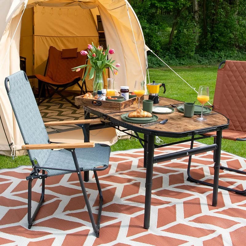 Стіл розкладний Bo-Camp Woodbine Oval 100x70 cm Black/Wood look (DAS302783)