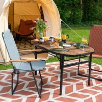 Стіл розкладний Bo-Camp Woodbine Oval 100x70 cm Black/Wood look (DAS302783)