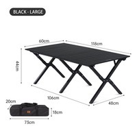Стіл розкладний Naturehike CNK2300JU010 aluminum 118х60х44 см Чорний (6976023929007)