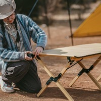Стіл розкладний Naturehike CNK2300JU010 aluminum M 86х60х44 см Бежевий (6976023926945)