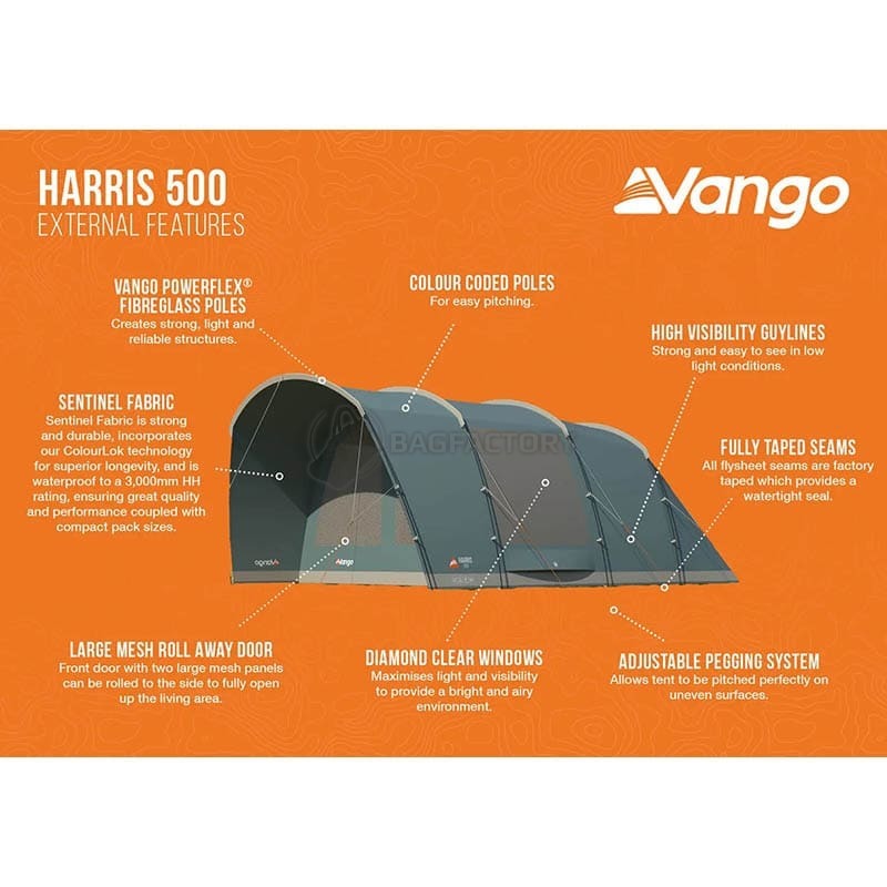 Намет п'ятимісний Vango Harris 500 Mineral Green (930840)
