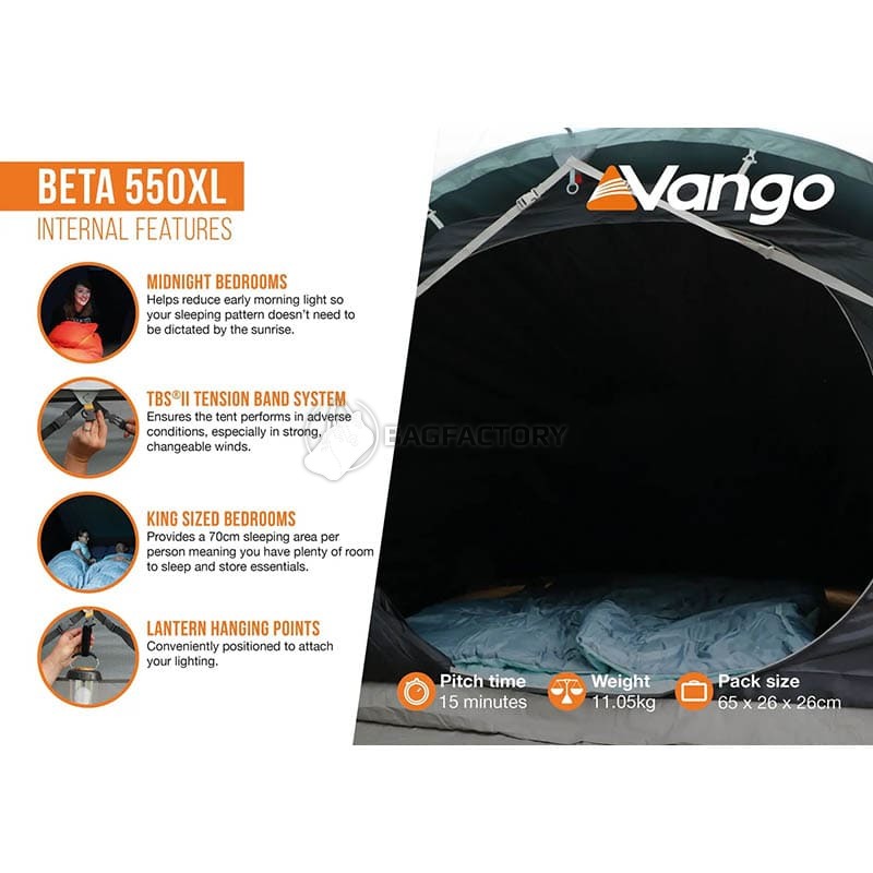 Намет п'ятимісний Vango Beta 550XL Mineral Green (930842)