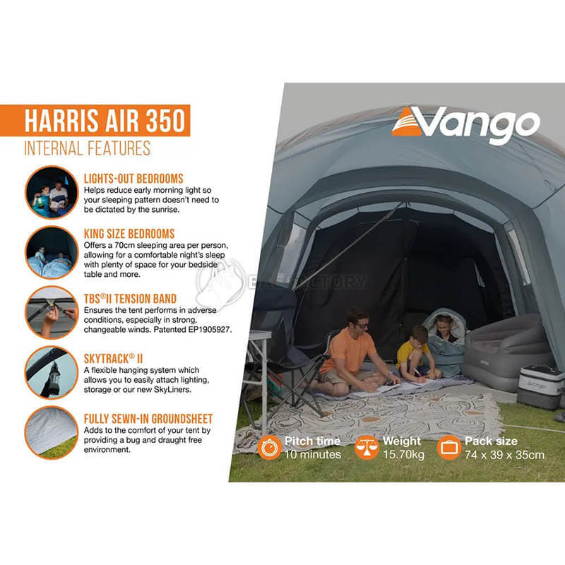 Намет тримісний Vango Harris Air 350 Mineral Green (930838)