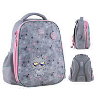 Шкільний напівкаркасний рюкзак GoPack Education Meow Сірий 15л (GO24-165M-3)