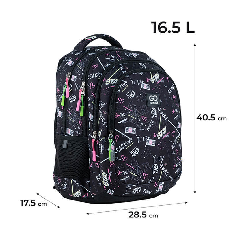 Рюкзак підлітковий GoPack Teens 162M-5 16.5л Чорний (GO24-162M-5)