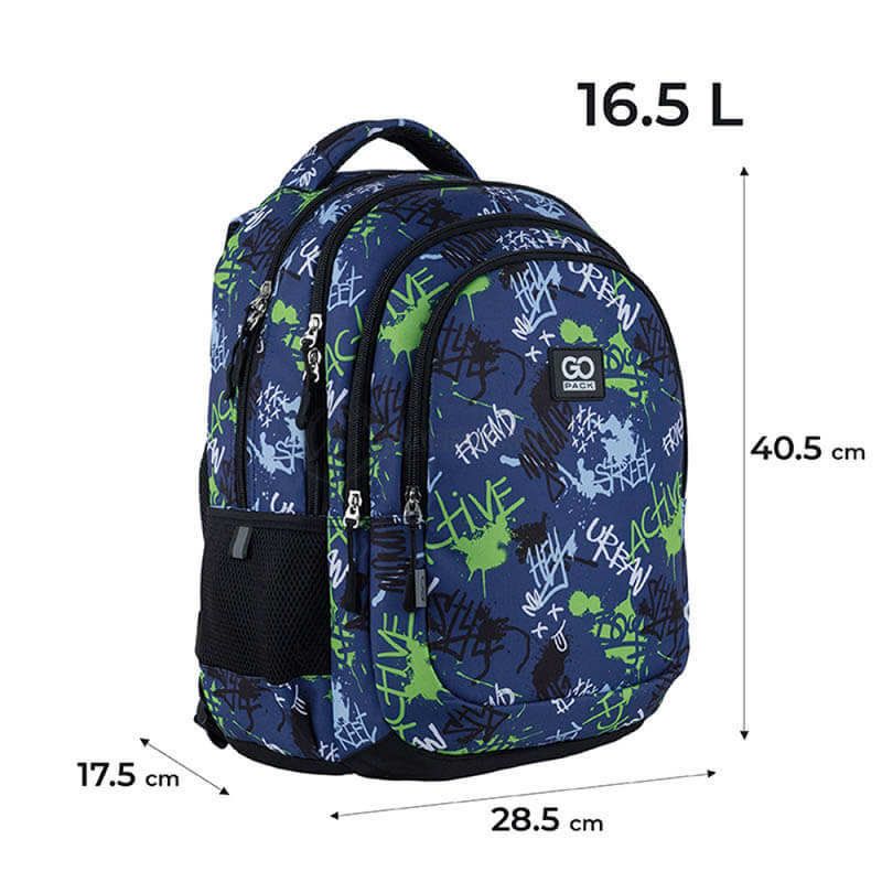Рюкзак підлітковий GoPack Teens 162M-2 16.5л Синій з принтом (GO24-162M-2)