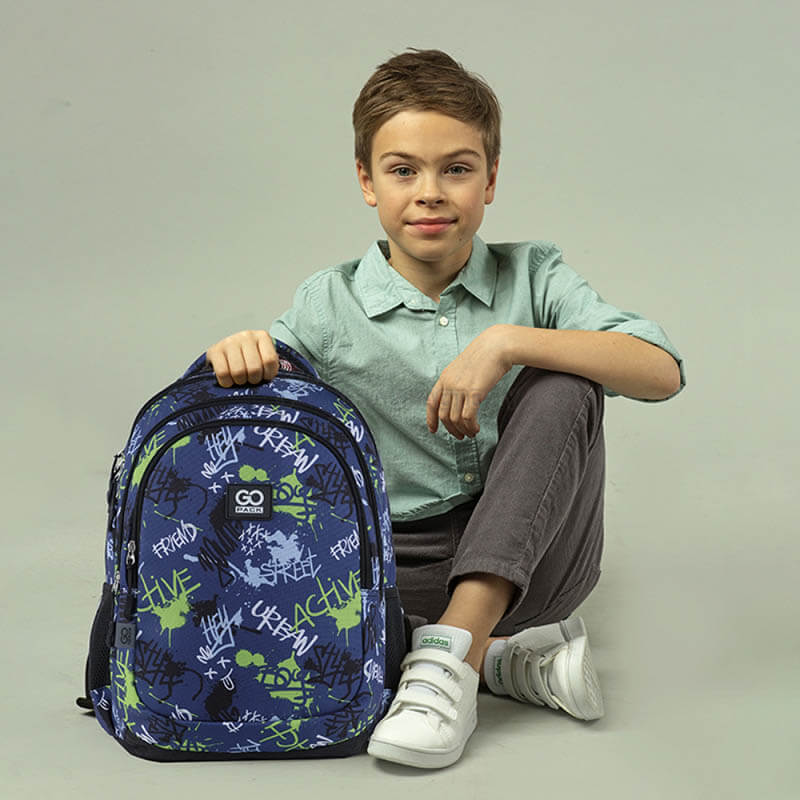 Рюкзак підлітковий GoPack Teens 162M-2 16.5л Синій з принтом (GO24-162M-2)