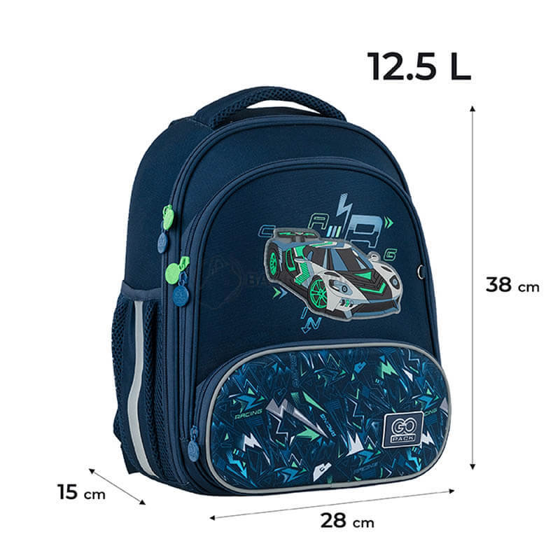 Шкільний каркасний рюкзак GoPack Education Racing Car Синій 12.5л (GO24-597M-7)