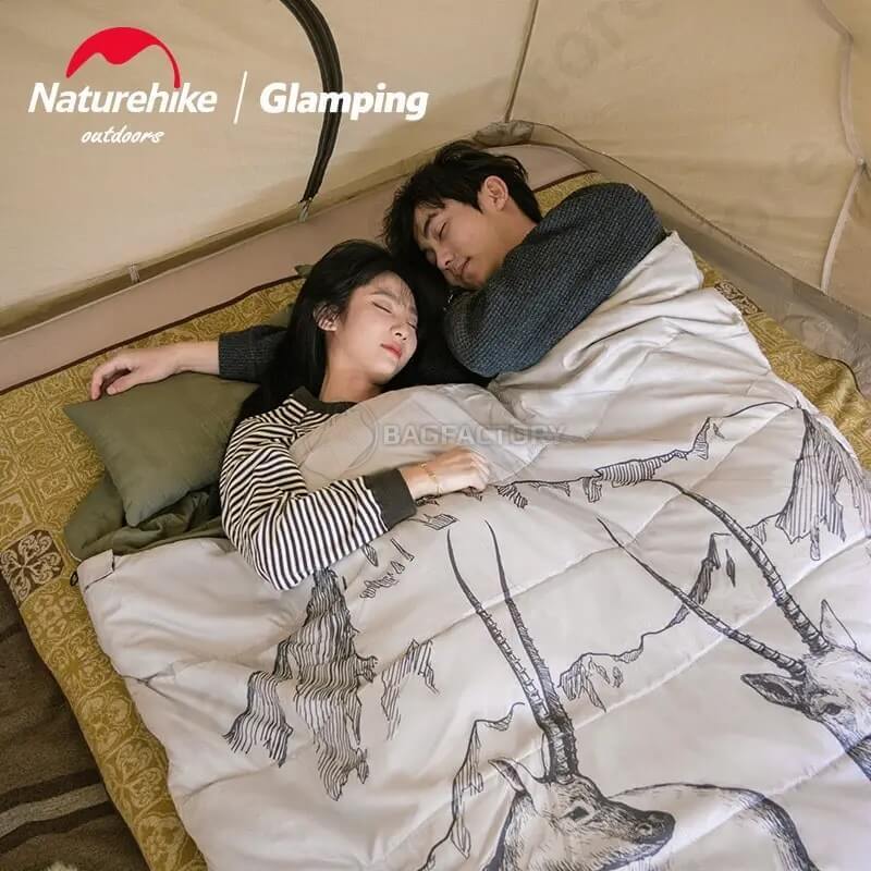 Спальний мішок двомісний Naturehike NH21MSD06 з подушками зелений 215 см (6927595795330)