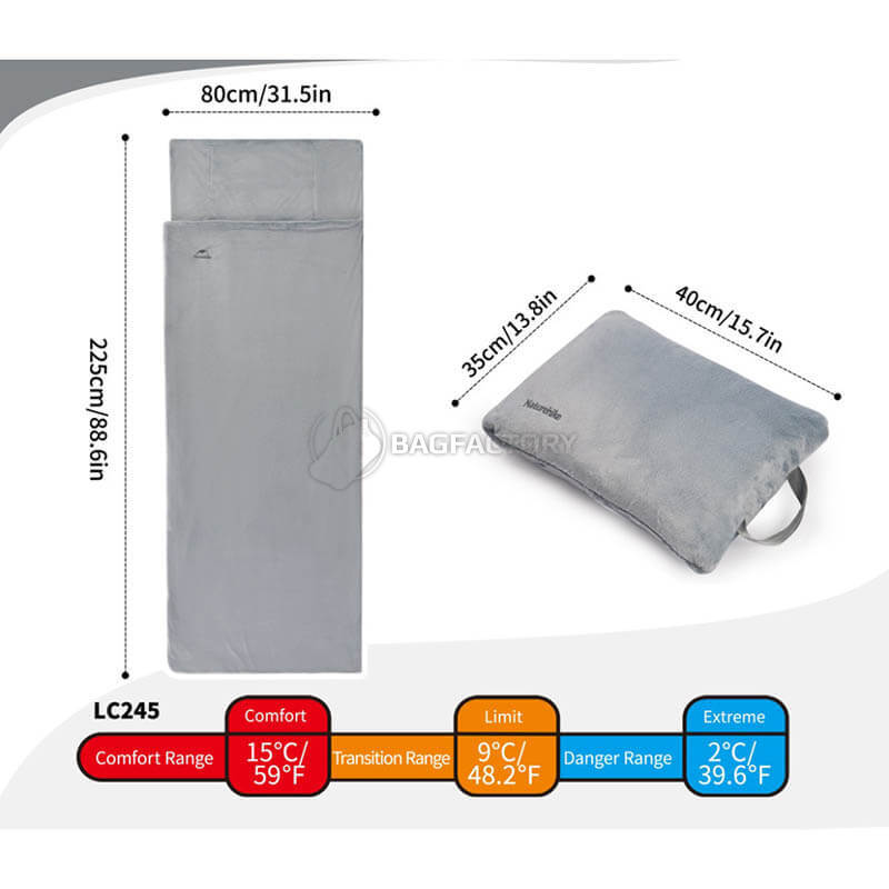 Спальний мішок-подушка Naturehike CNK2300SD022 світло-сірий 225 см (6976507667333)