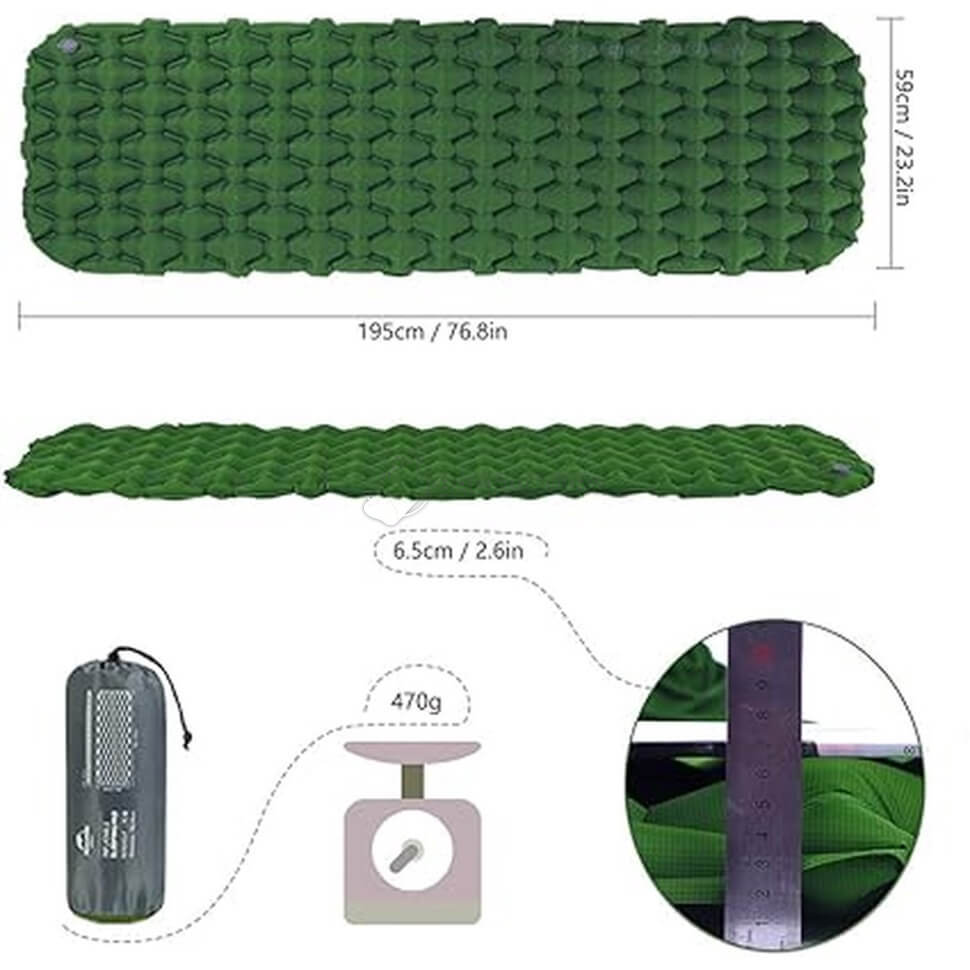 Туристичний килимок Naturehike FC-10 NH19Z001-P 65 мм зелений 195 см (6927595735350)