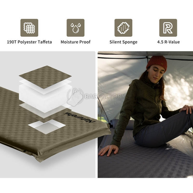 Туристичний килимок Naturehike CNK2300DZ014 30мм з подушкою темно-зелений 192 см (6976023923364)