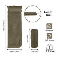 Туристичний килимок Naturehike CNK2300DZ014 60мм з подушкою темно-зелений 192 см (6976023923357)