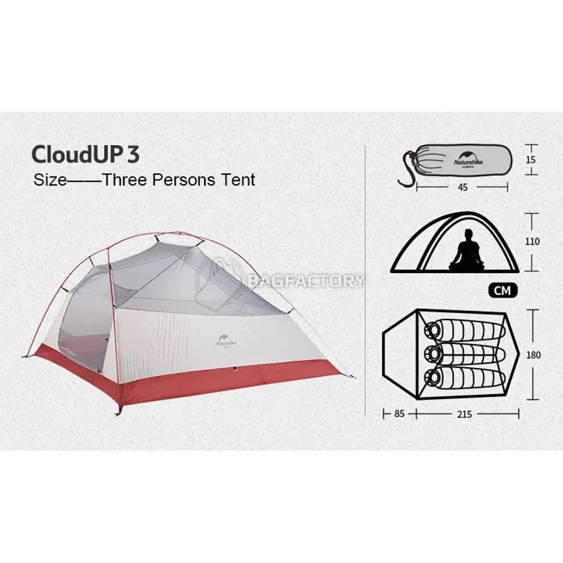 Намет тримісний Naturehike Cloud Up 3 Updated NH18T030-T 210T зелений (6927595730621)
