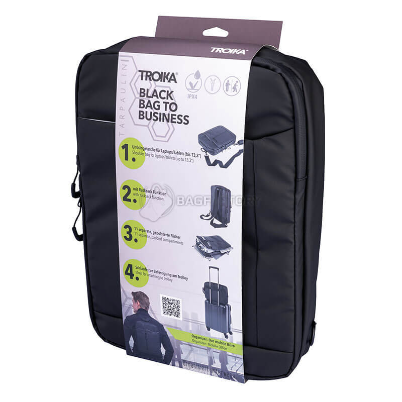 Сумка для ноутбука Troika IPX4 Bag to business 13/3'' чорна водонепроникна (BBL63/BK)