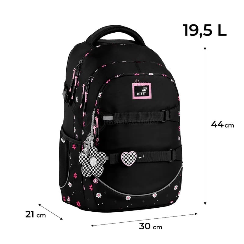 Шкільний рюкзак для підлітка Kite Education teens 727L-4 Чорний 19.5 л (K25-727L-4)